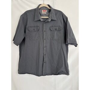 Wrangler Flex For Comfort Button Shirt Mens 2XL Gray Western Double Pocket
